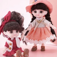 13cm bjd mini doll 14 movable joint girl baby 3d big eyes beautiful diy toy doll with clothes dress up 112 fashion doll