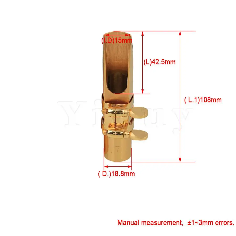 Yibuy золотой 7 # латунь саксофон мундштук с крышкой Лигатура для B-плоский тенор |