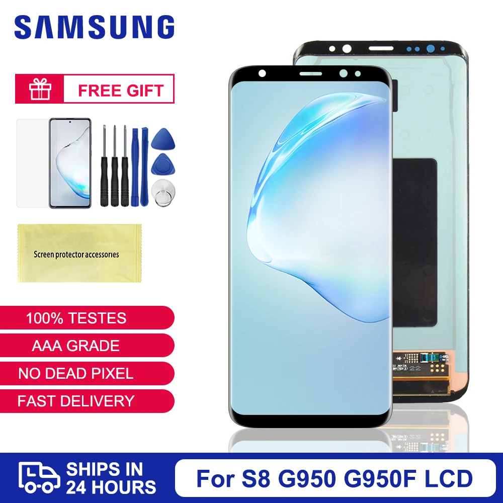 

LCD For Samsung S8 Display G950 G950U G950F S8 Plus G955 G955F LCD Screen Digitizer Assembly Frame For Samsung S8 S8 Plus Screen