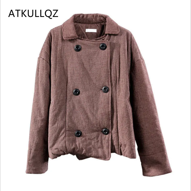 

Женская Стеганая куртка на хлопковом наполнителе, двубортная утепленная короткая длинная куртка в стиле ретро, осень 2021