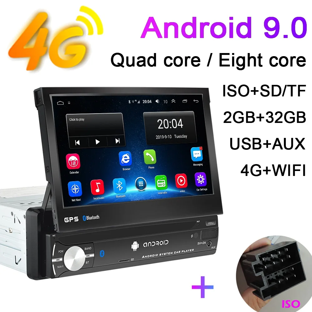 1 DIN Android 9 0 выдвижной складной автомобиль радио GPS Wi Fi плеер 7 дюймовый