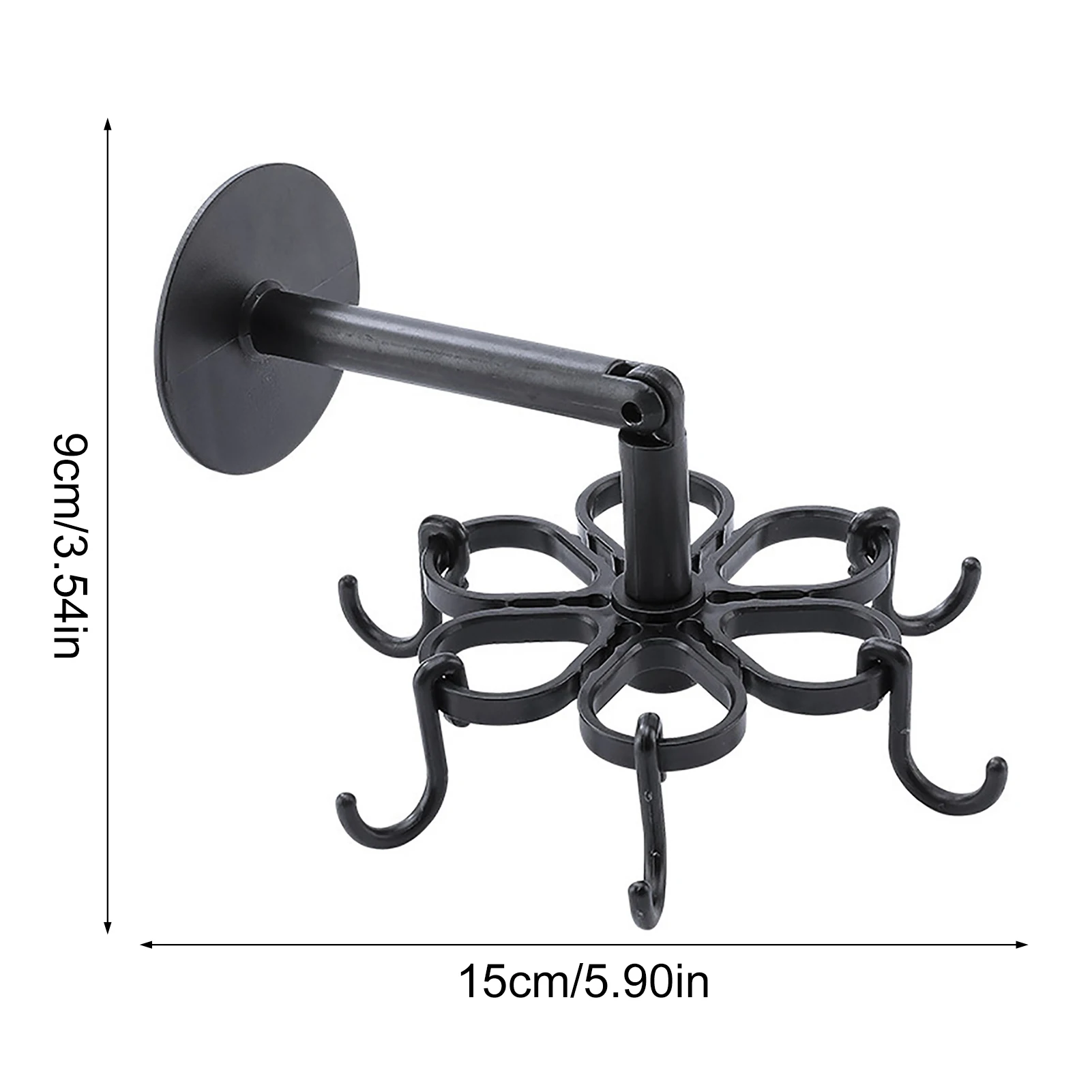 

360 Degree Rotating Hanging Rack Punch-free Kitchen Hook Self Adhesive 6 Hooks Home Wall Door Hook Handbag Clothes Bag Hanger