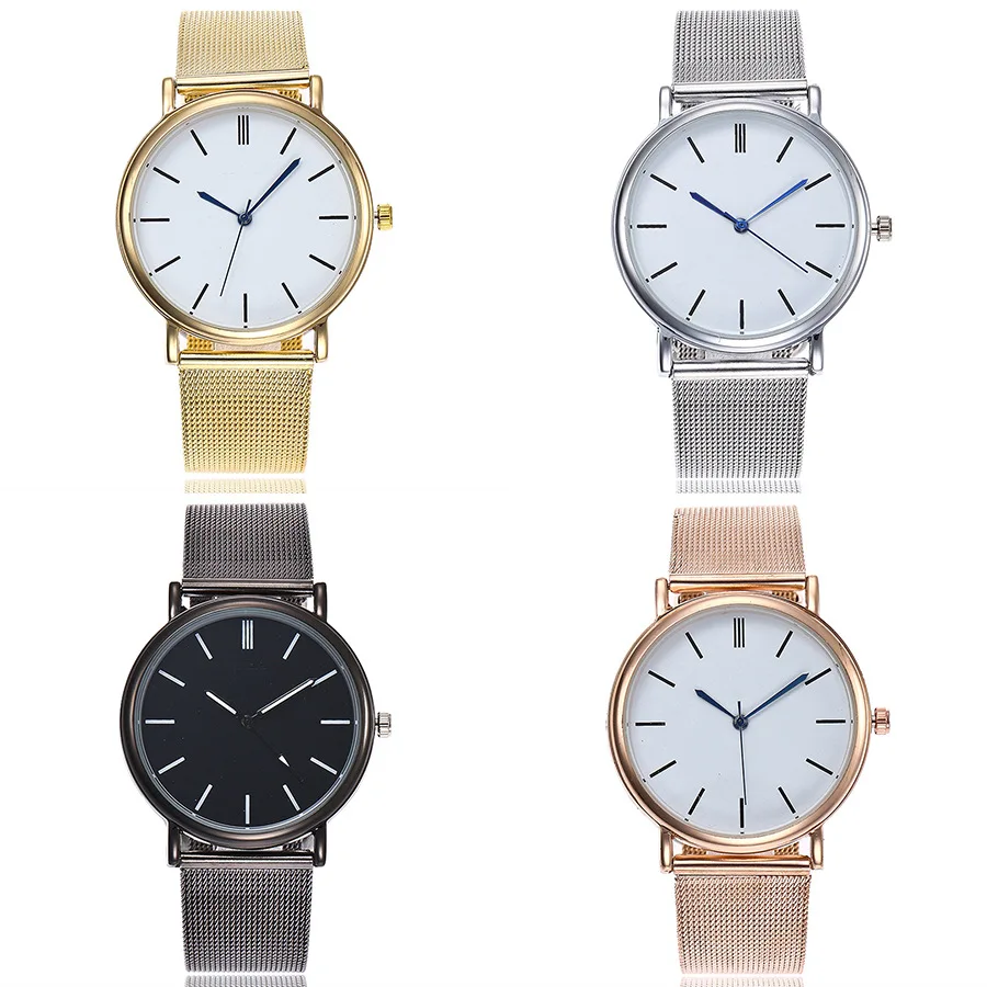 

New mesh strap gold silver watch men and women simple ultra-thin couple watch quartz watch