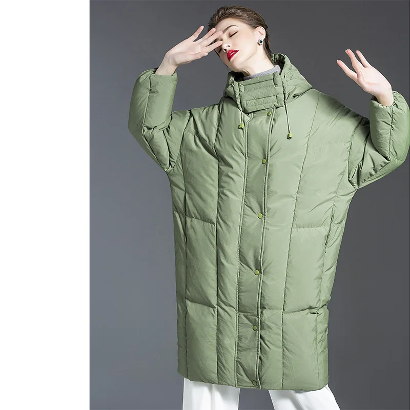 Mid-Length Thick for Women Loose Plus Size Hooded Jacket 90% White Duck Down Abrigos Mujer Invierno 2021