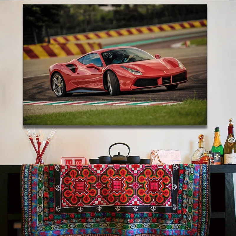 

Track drifting paintings super sports car 488 canvas prints hanging paintings with frame painting wall art living room
