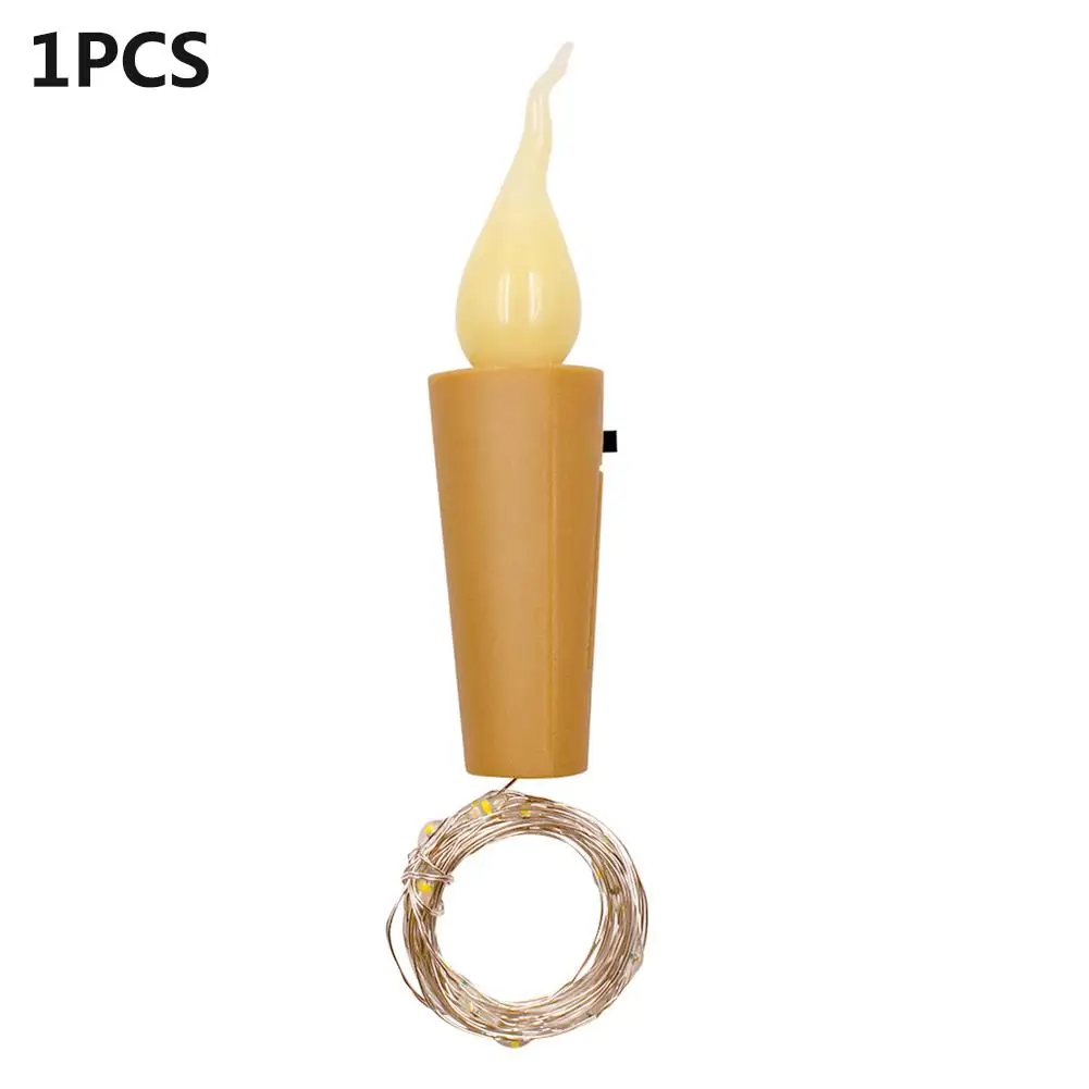 

1PC 2M 20LED Holiday Light String Candle Flameless Wine Bottle Cork Fairy String Lights DIY Mini Flame Cork Light for home decor