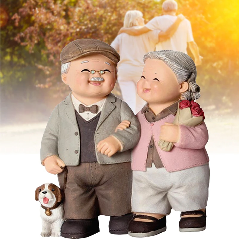 

Figurine The Elderly Couple Birthday Wedding Home Living Room Resin Decoration MDJ998