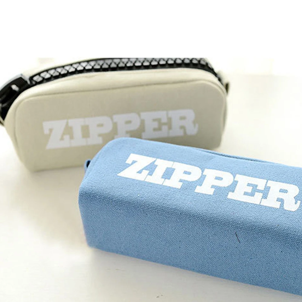 Креативный чехол для карандаша на большой молнии холщовый футляр ручек милый