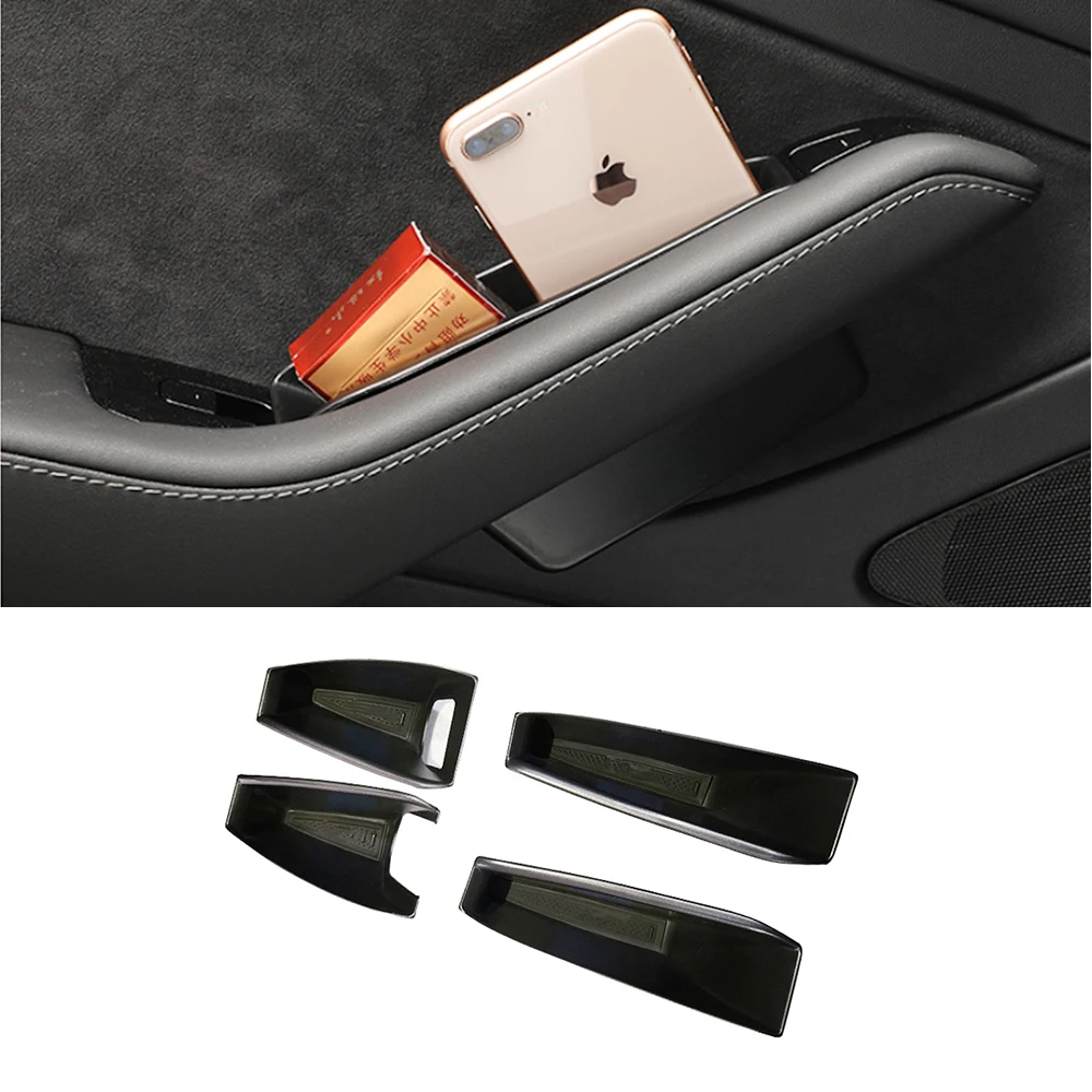 

For Tesla Model 3 2017-2022 Car Side Door Storage Box Tray Door Handle Armrest Pocket Pallet Inner Accessories Stowing Tidying