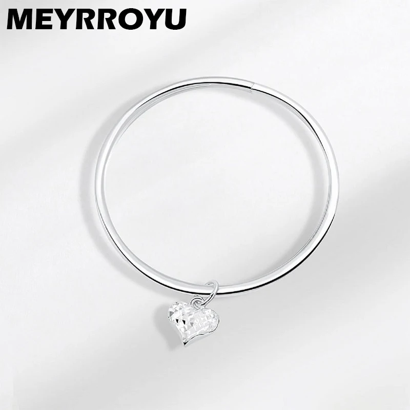 

Женский браслет MEYRROYU, из стерлингового серебра 925 пробы, в Корейском стиле, с подвесками в виде сердца с кристаллами циркония, ювелирные изде...