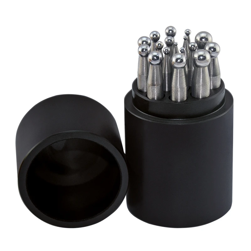 Jewellers Tool Jewelry Dapping Block Set with 17Pcs Jewelry Tool Kit Dapping Punches with Plastic Stand