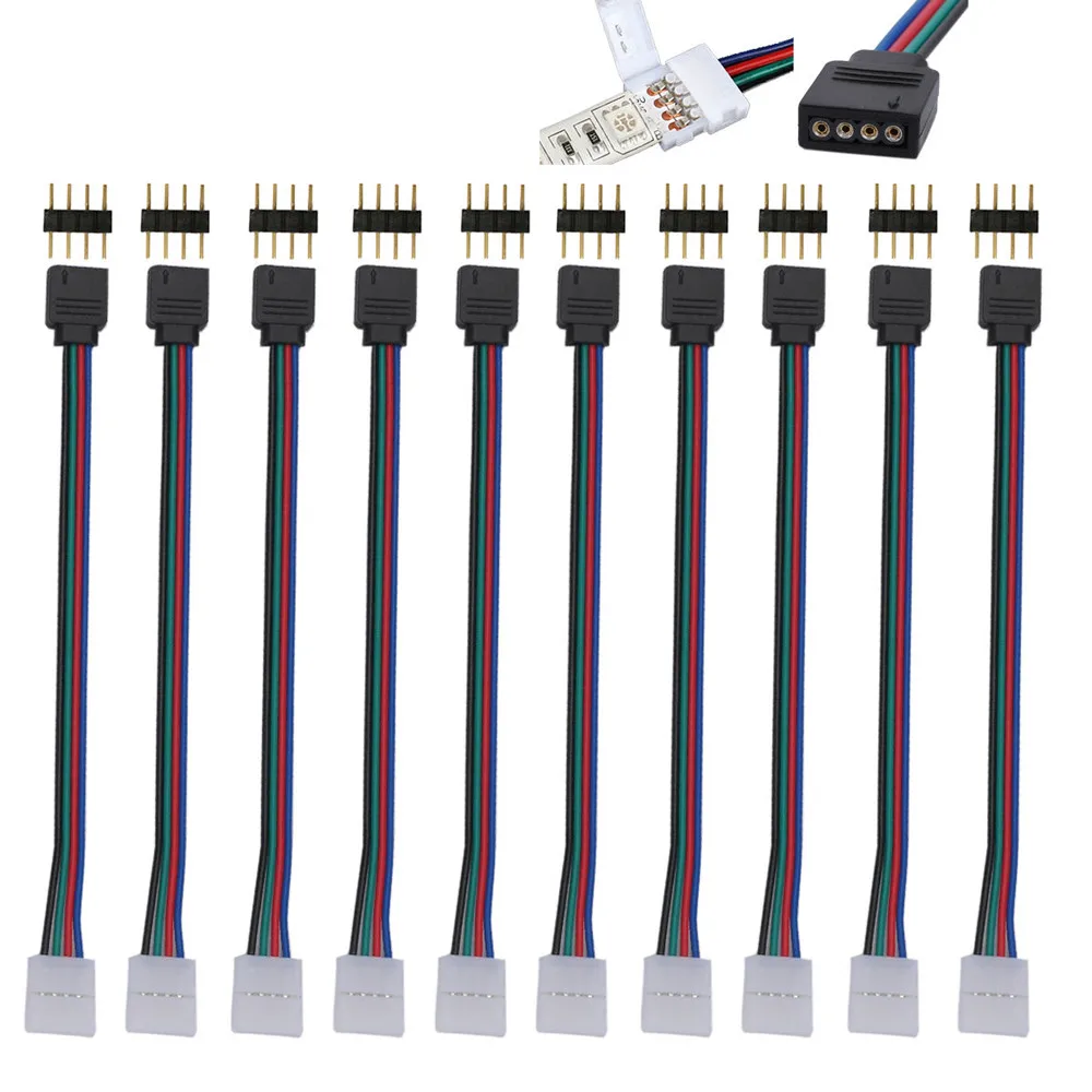 10 шт. мм 4 штыря штыревой разъем PCB кабель для RGB 5050 3528 Светодиодная лента s