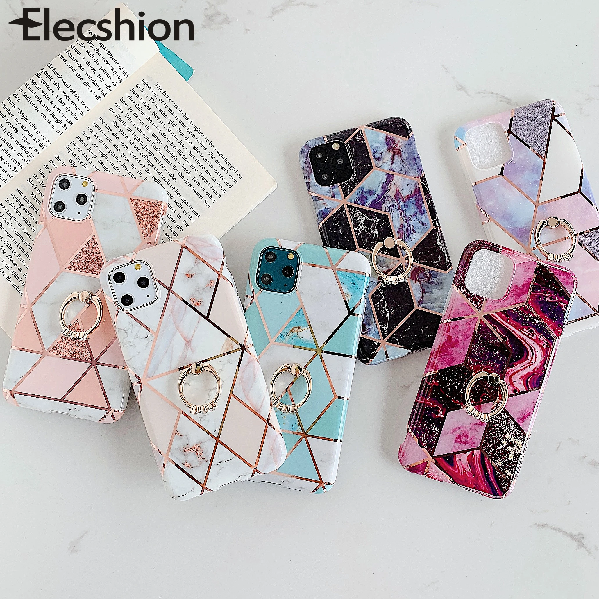 Для iPhone 11 Pro Max мраморный чехол для телефона держатель 7 8 6 6s Plus Coque Xr Xs задняя крышка