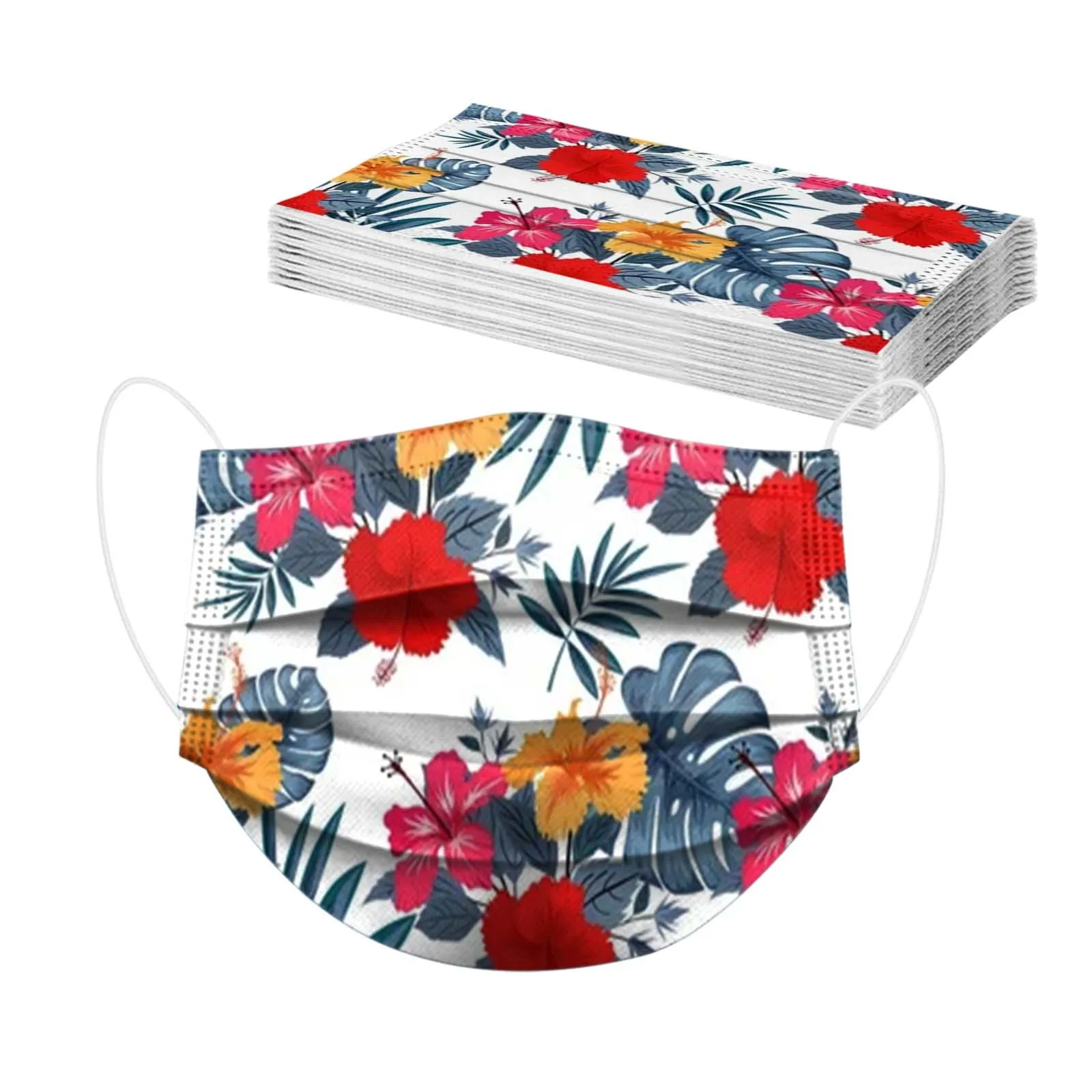 10PCS Adults Summer Daily Beautiful Flower Prints 3 -layer Breathable Cosplay Face Mask' Mascarillas Mondkapjes Маска Для Лица -