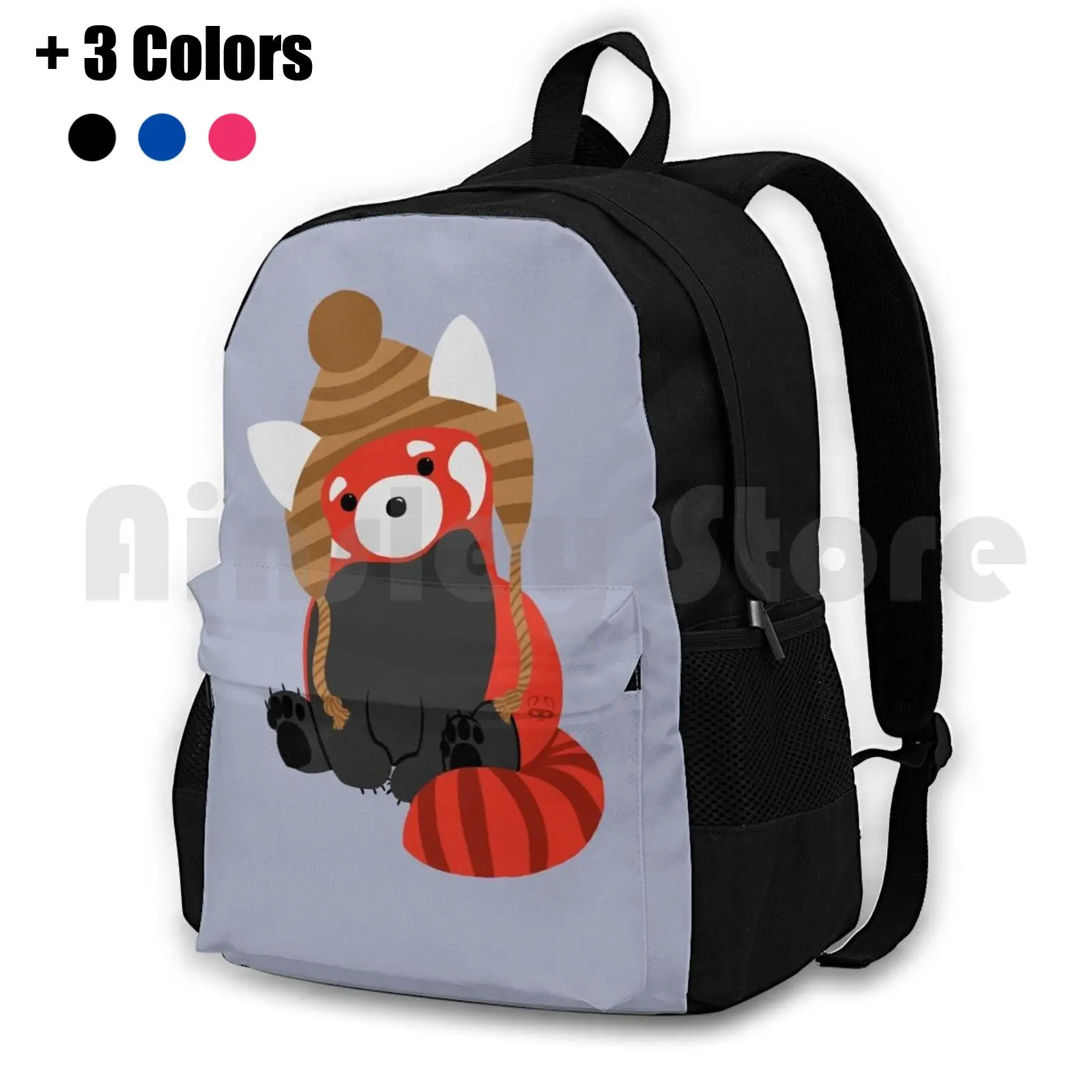 

Collin The Beanie-Wearing Red Panda Outdoor Hiking Backpack Waterproof Camping Travel Red Panda Panda Red Beanie Hat Cute