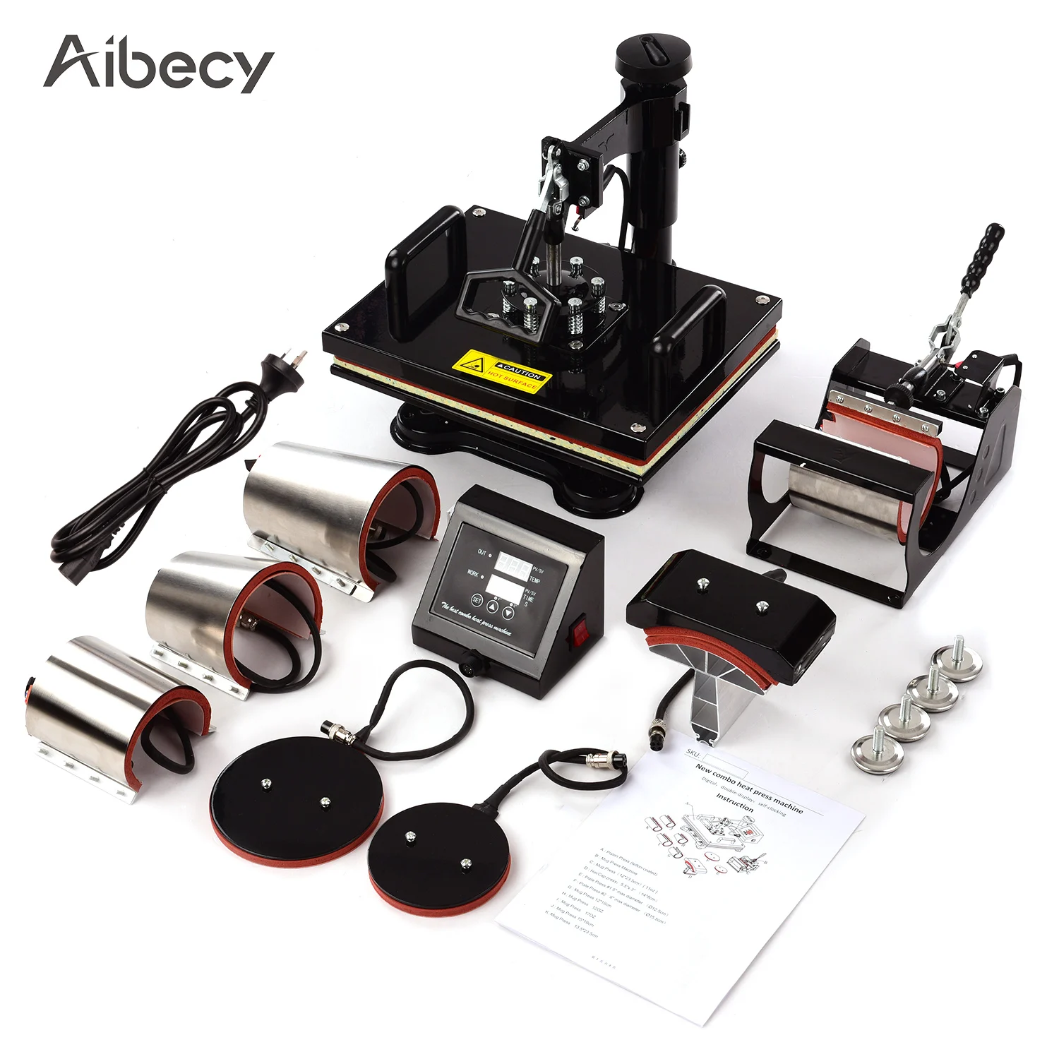 Aibecy 8 в 1 многофункциональная комбо 12x15 дюймов цифровой термопресс машина для