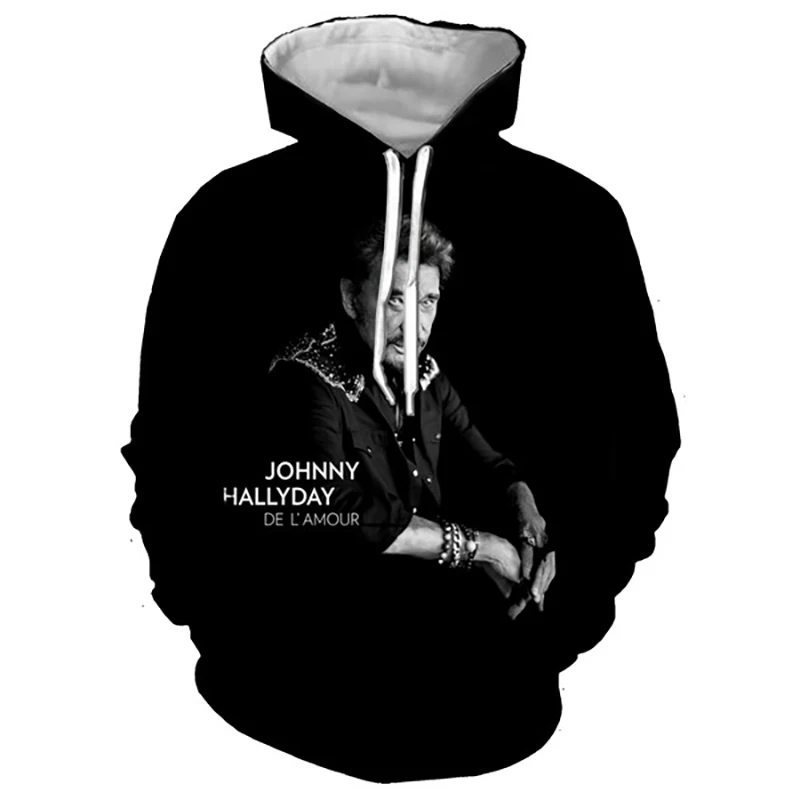 

France Rock Singer Johnny Hallyday 3D Printe Hoodies Sweatshirts Men Women Fashion Casual Hoodie Oversized Hip Hop Pullover Coat