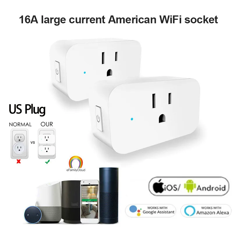 

5Pcs Smart Plug WiFi Socket US Power Monitor Timing Function Support IOS Android Phone App Control Work With Alexa Google Home