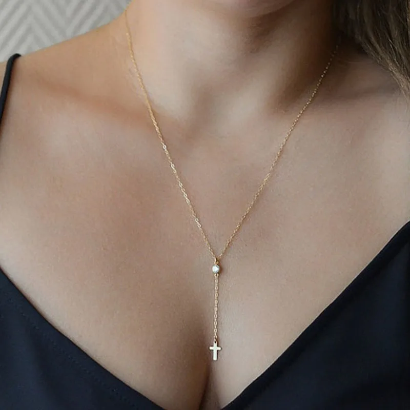Женская цепочка с крестом HebeDeer длинная цепочкой вечерние ожерелья для