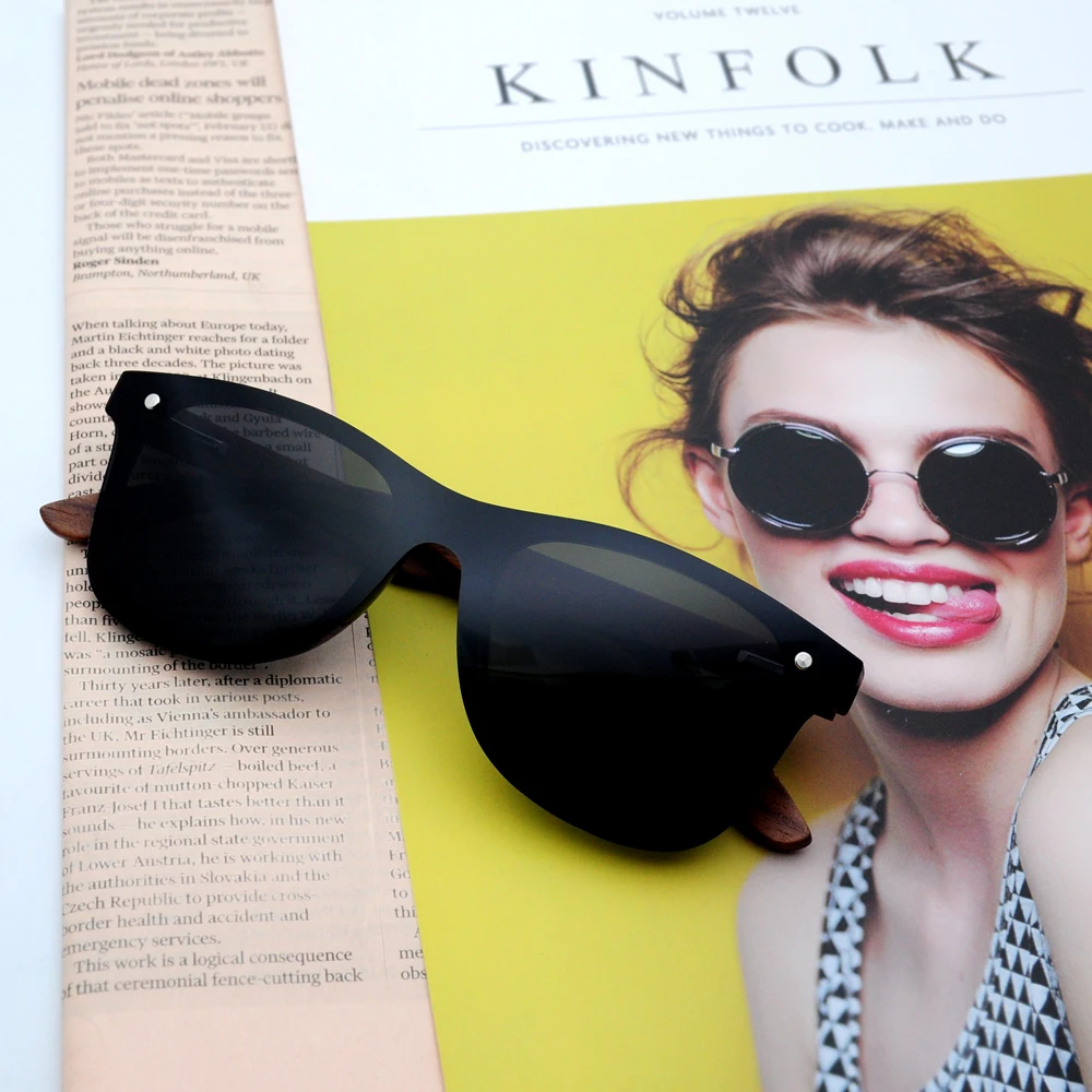 Деревянные солнцезащитные очки VKUES дизайнерские поляризационные TAC из бамбука