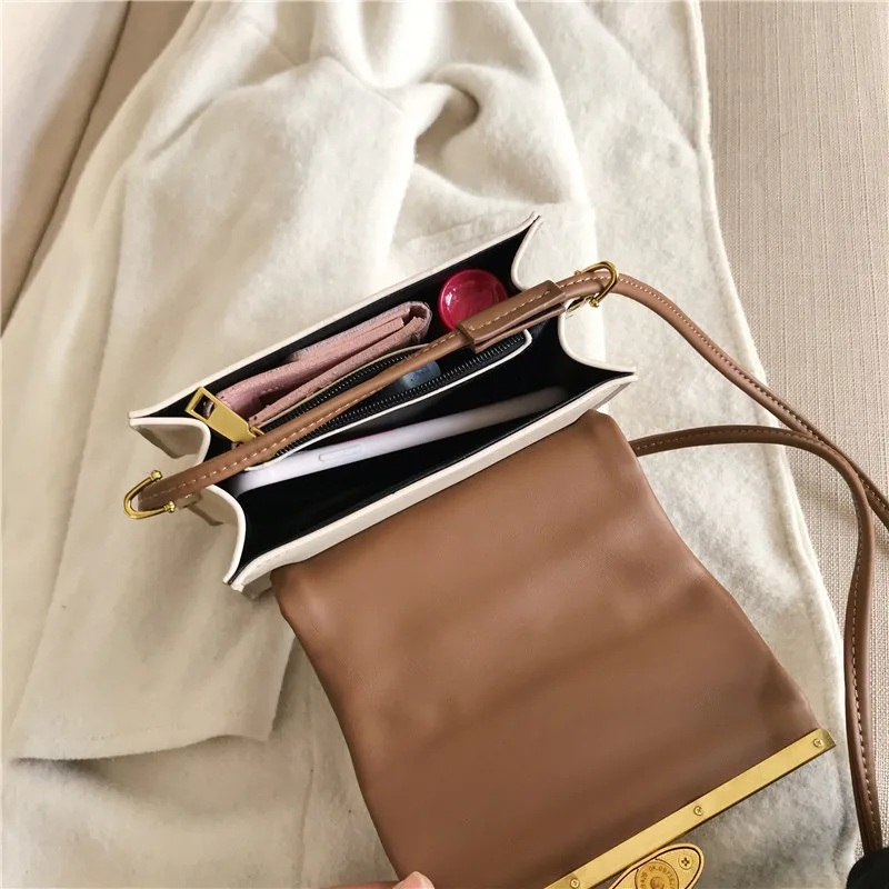 Новинка 2020 модные женские кожаные сумки дамские Лоскутные через плечо с рюшами