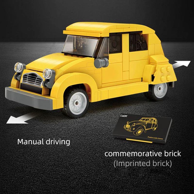 

New High-Tech Retro Sports Car Citroened 2CV Model Bricks 298PCS MOC Classic Vehicle Building Blocks Toys for Kids DIY Gifts