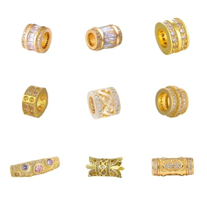 Металлические бусины Juya для рукоделия, декоративные трубчатые бусины ручной работы с большим отверстием для вышивки бисером, изготовления браслета, ожерелья