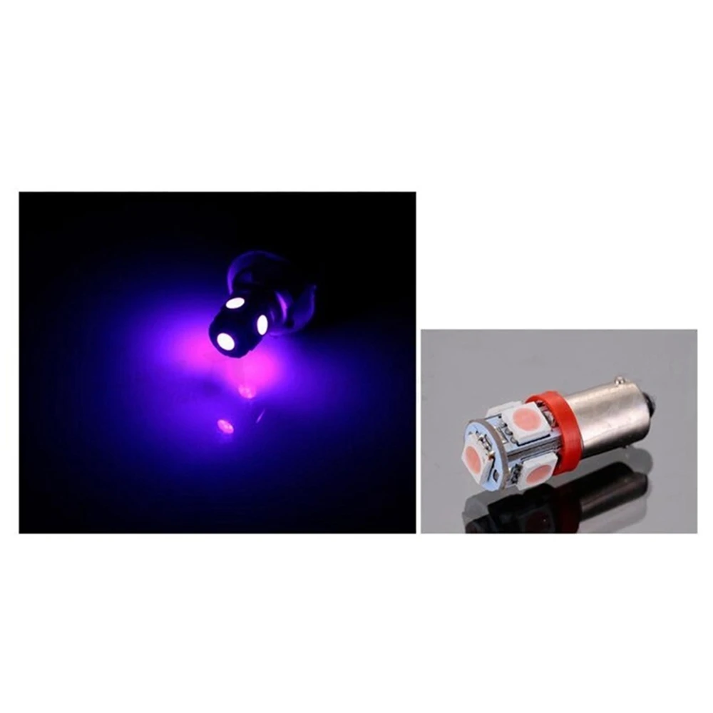 Фиолетовый 5 шт./компл. автомобиля Габаритные фары Ba9S T4W Smd 5050 5 СВЕТОДИОДНАЯ башня 96 люмен Клин лампочки Led Dc12V - Название цвета: Фиолетовый