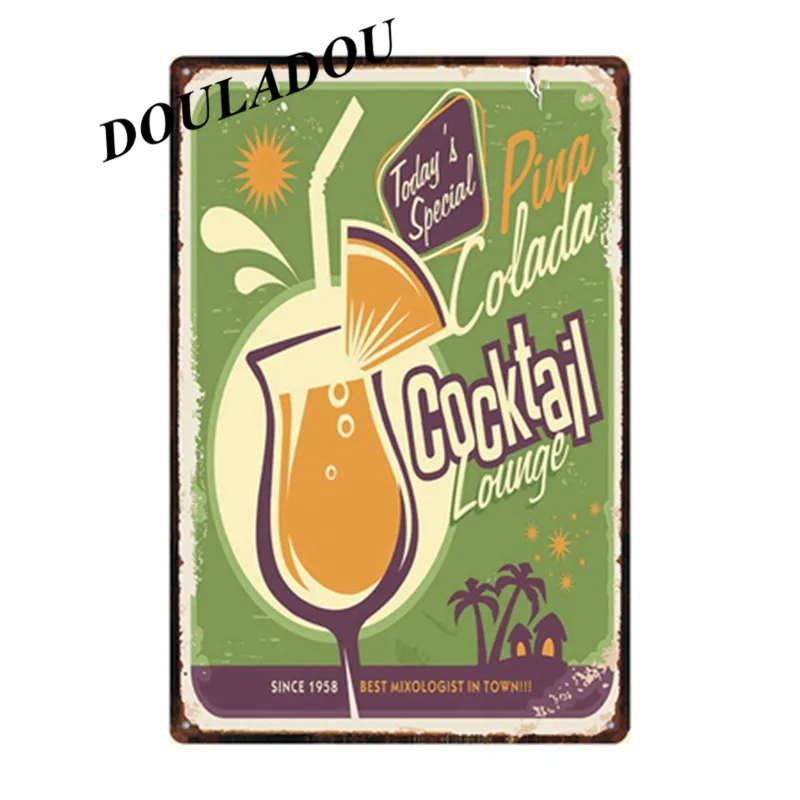 [Douladou] Наклейка на стену для коктейльного лаунджа Mai Tai жестяной знак