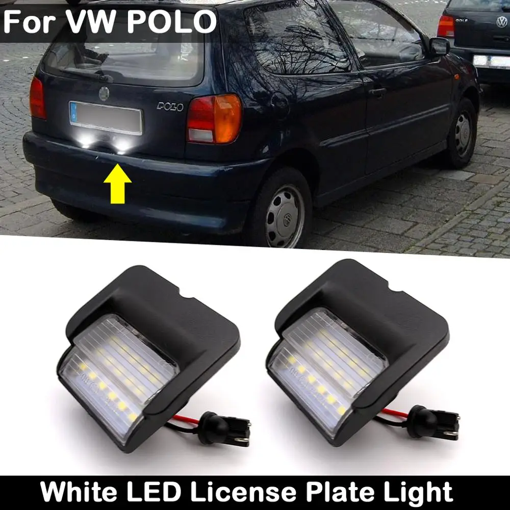 

2Pcs For VW Polo 6N 1994-1999 Car Rear High Brightness White LED License Plate Light Number Plate Lamp