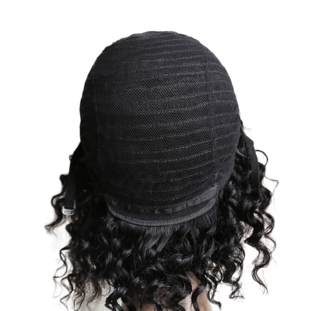 

Yavida Deep Curly Human Hair Wig With Bangs Brazilian Full Machine Made Human Hair Wigs For Black Women