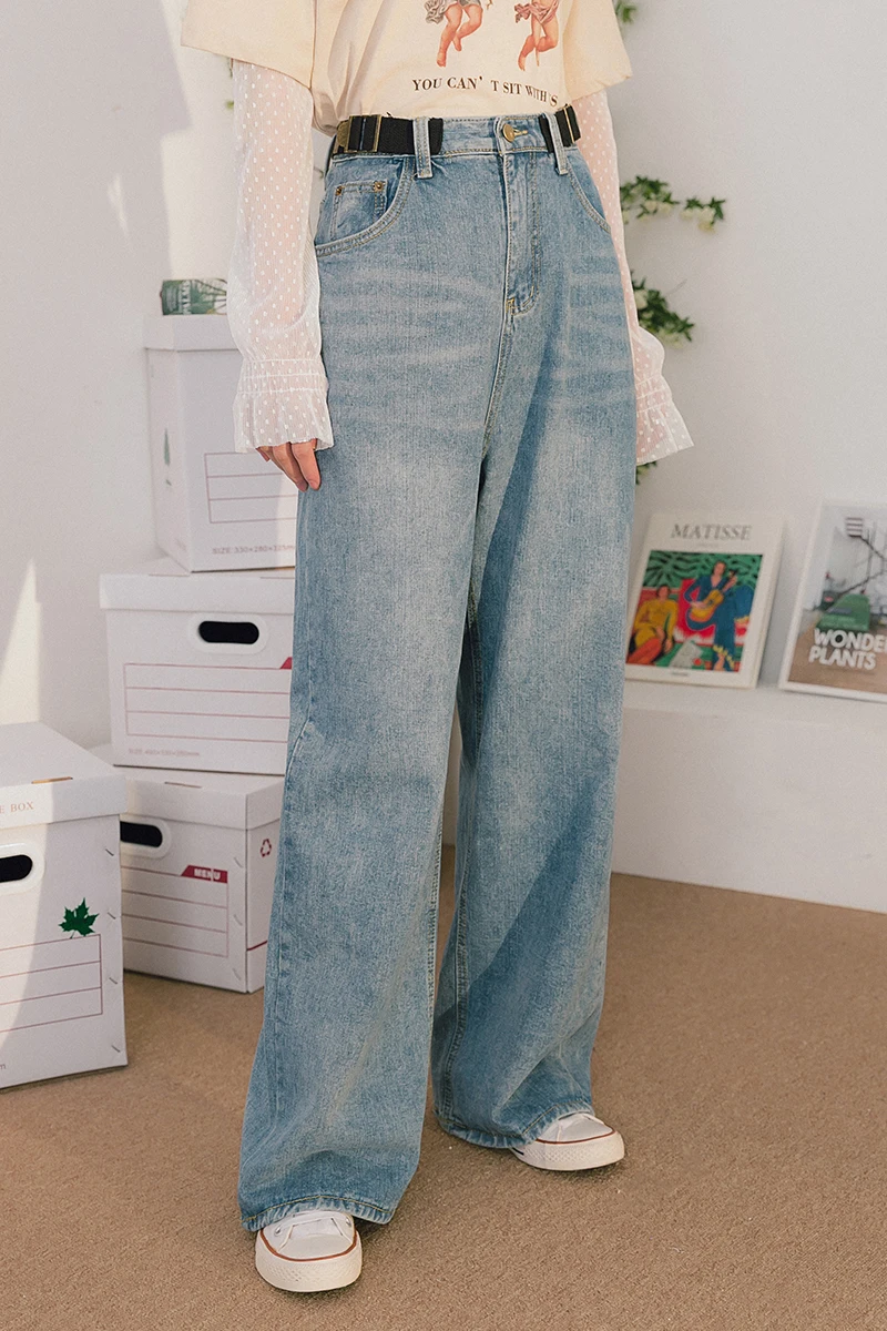 Джинсы-бойфренды широкие с завышенной талией летние | Женская одежда