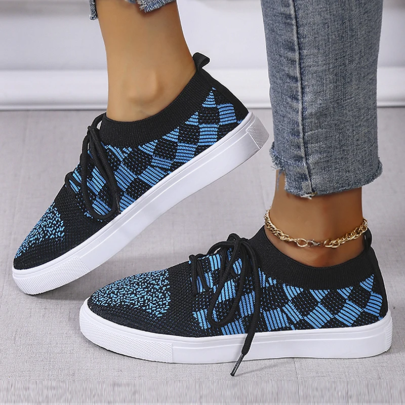 

Women Casual Shoes Fashion Breathable Walking Mesh Lace Up Flat Sneakers Women 2021 Woman Vulcanized Shoes Large Size 35~43