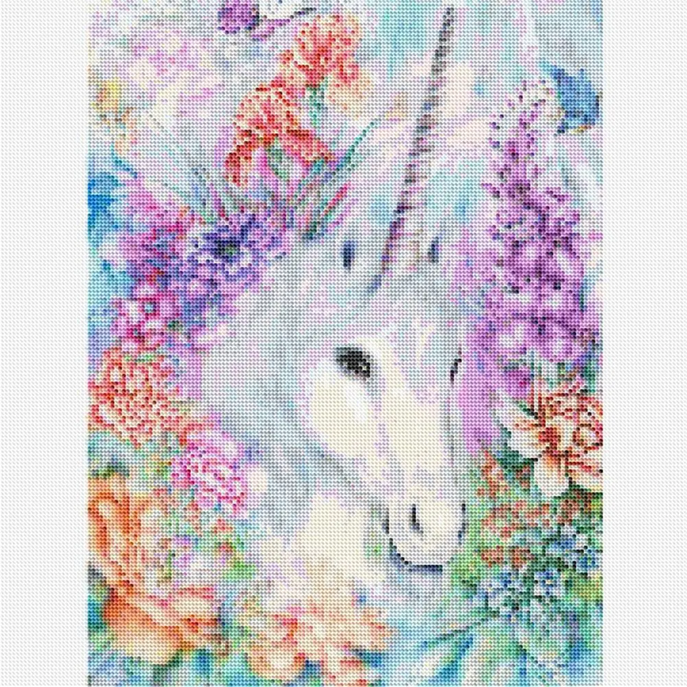 5D алмазная вышивка Diy Единорог цветы картины Стразы мозаика животные живопись