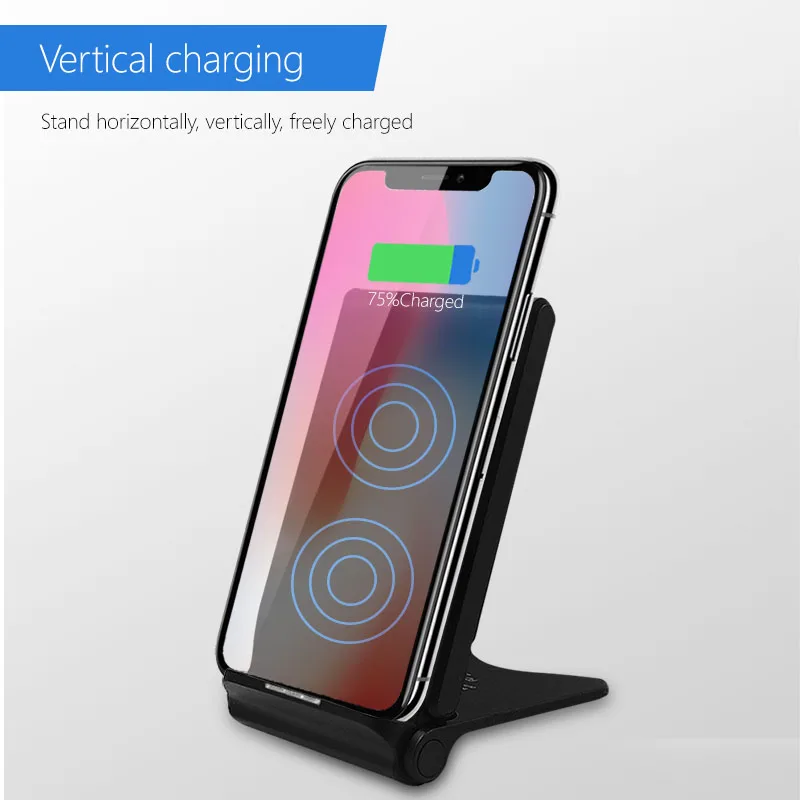 Складная 10 Вт Беспроводная подставка для зарядного устройства для iPhone X XR XS 8 Беспроводная зарядка индуктивное зарядное устройство для Samsung Galaxy S8 S9 Note 8 9