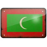 tin sign new aluminum maldives flag with a vintage look metal tin sings metal sign 11 8 x 7 8 inch