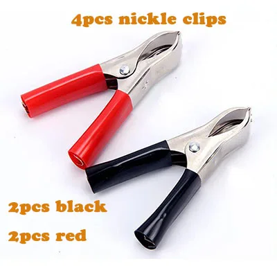 4pcs nickle clips Зажимы крокодилы 30A красные, черные зажимы 72 мм/75 мм защищенный зажим «крокодил» ручка кабельный ввод Тесты ing Батарея Тесты привести высокое качество зажим - Цвет: 4pcs nickle clips