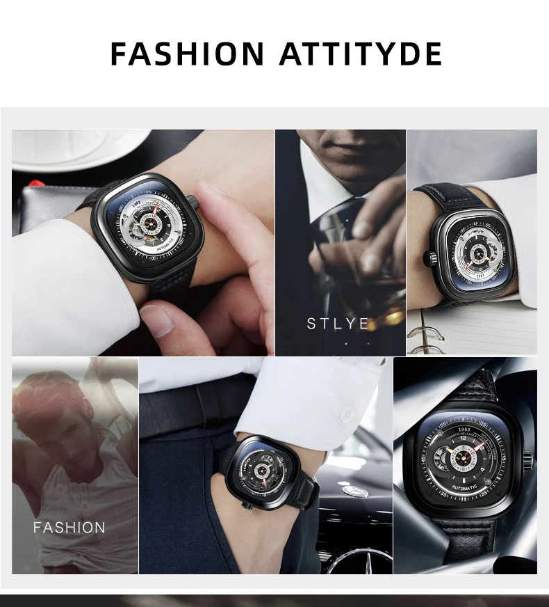 Мужские механические часы Aesop из нержавеющей стали с металлической пряжкой