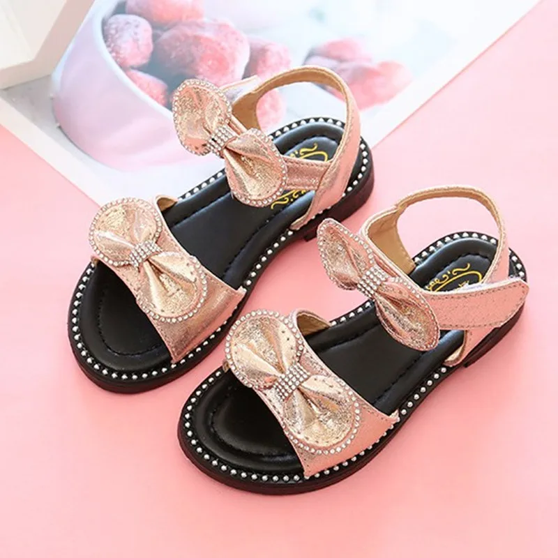 

Сандалии для девочек 4-16 лет, повседневная обувь принцессы для подростков и детей, с мягкой подошвой, с бантом, для студентов, девочек 4-16 лет