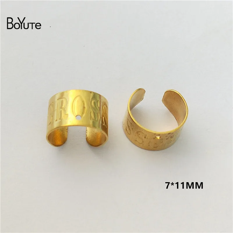 Raw Brass Cross BoYuTe(10 шт./лот) Простые металлические латунные серьги-манжеты из нержавеющей стали, ювелирные изделия, регулируемые серьги-манжеты - Окраска металла: Raw Brass Cross