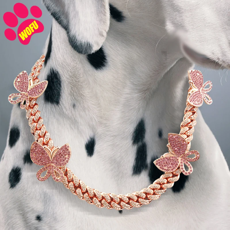 WOFUWOFU бабочки со стразами для собак с золотым воротником собака горловиной