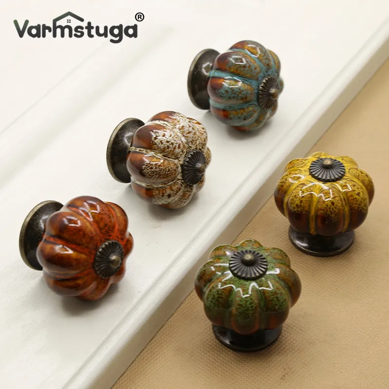 

1PC 40MM Pumpkin Ceramic Pull Knobs For Dresser Knob Drawer Cabinet Handle Pulls Kitchen Cupboard Knob Furniture Hardware Handle