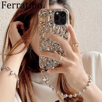 luxury silver tin foil chain bracelet case for iphone 13 pro max 11 12 pro max xr xs silicone case for huawei p50 p40 p30 mate40