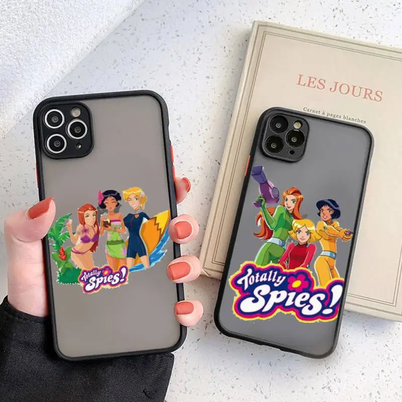 

Cartoon Totally Spies Phone Case Black Transparent Matte For IPhone 7 8 11 12 S Mini Pro X XS XR MAX Plus Cover Shell