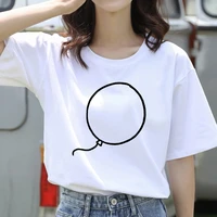 2021 balloon theme white short sleeve cotton t shirts funny t shirt o neck vintage ullzang mujer_t shirt new style white tees