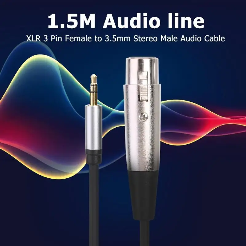 Audio Line XLR 3 Pin Female to 3.5mm Stereo Male Gold Plated Smooth Connection Prevent Corrosion Cable fWire or Mic Mixer | Электроника