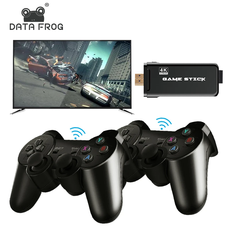 

DataFrog 4K HD Video Game Console For PS1/GBA Classic Retro TV Game Console 10000+ Games 2.4G Double Wireless Controller