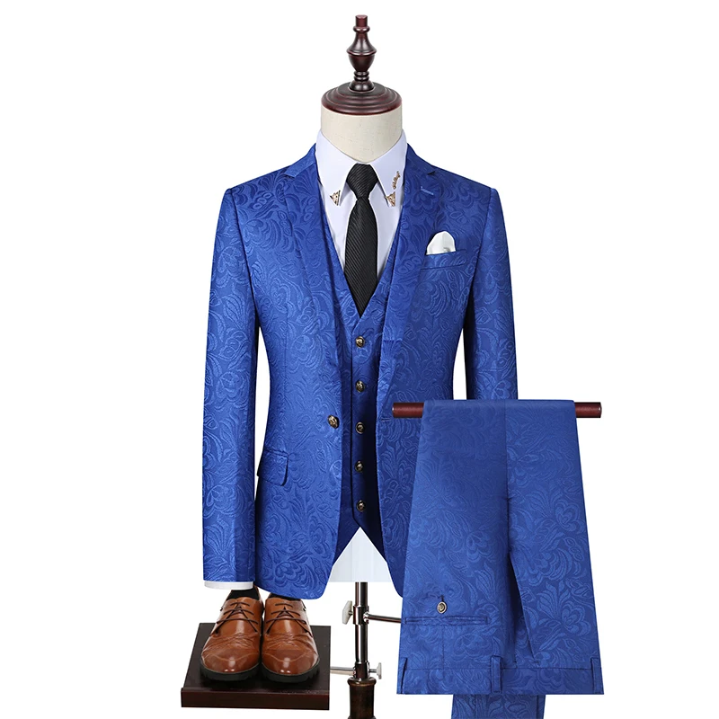 

(Топ + жилет + Штаны) 2021 три Костюм из нескольких предметов жаккард ведущий Жених best Человек платье с галстуком-бабочкой M-2XL