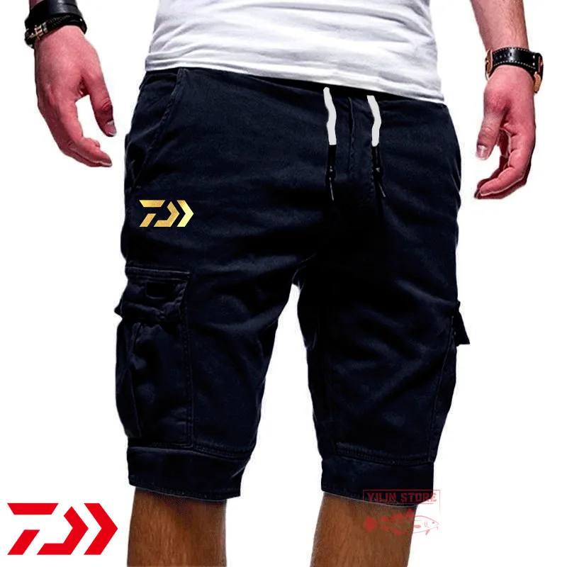

New Daiwa Summer Fishing Shorts for Men Multi-pocket Breathable Fishing Shorts Elastic Waist Outdoor Camping Sport Fishing Pants