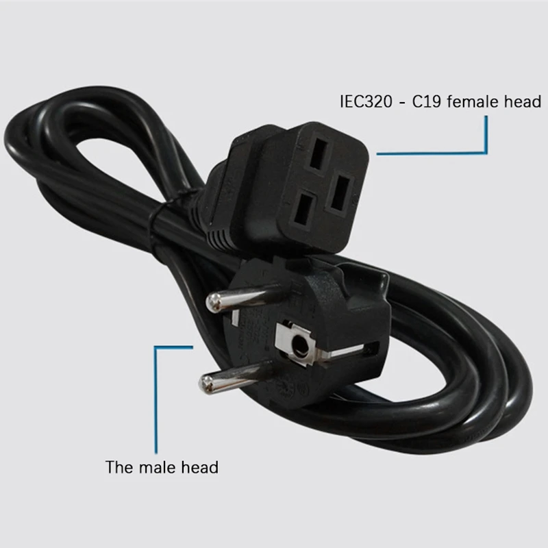 Удлинительный шнур IEC 320 C19 для европейской штепсельной вилки Schuko с 2 зубцами
